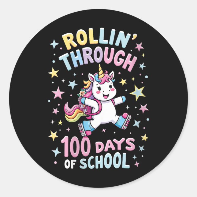 Pegatina Redonda 100 días de maestras de Chicas escolares (Anverso)