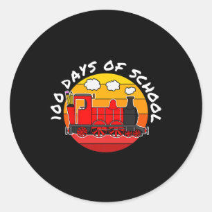 Pegatina Redonda 100 Días De Maestría En Tren Escolar