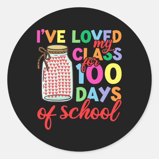 Pegatina Redonda 100 Días De Maestría Escolar1 (Anverso)