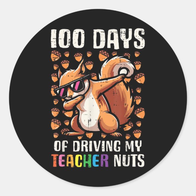 Pegatina Redonda 100 días de maestría nuta 100 días de escuela (Anverso)