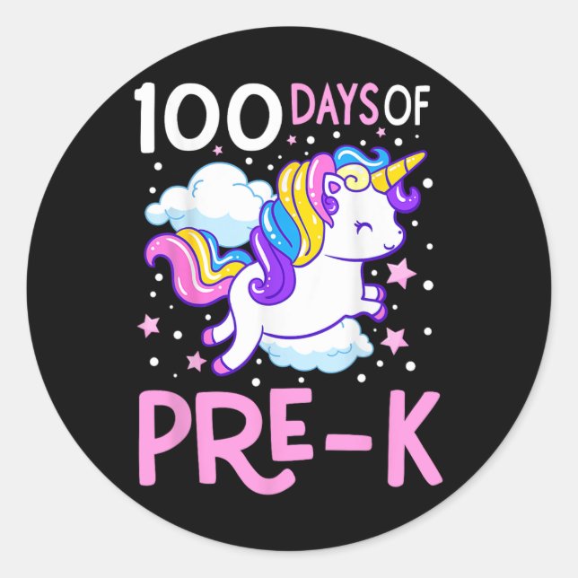 Pegatina Redonda 100 Días De Maestría Preescolar 100º Día De La Esc (Anverso)