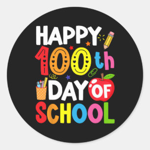 Pegatina Redonda 100 Días De Maestría Y Estudiante Escolar