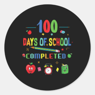 Pegatina Redonda 100 Días De Maestría Y Estudiante Escolar 1