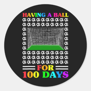 Pegatina Redonda 100 días de maestro escolar 100 días de fútbol par