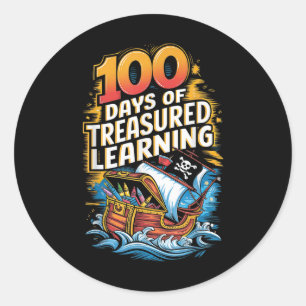 Pegatina Redonda 100 Días De Maestros De Niños Escolares 100 Días D