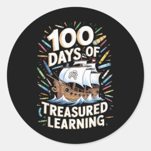 Pegatina Redonda 100 Días De Maestros De Niños Escolares 100 Días D