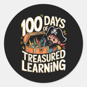 Pegatina Redonda 100 Días De Maestros De Niños Escolares 100 Días D