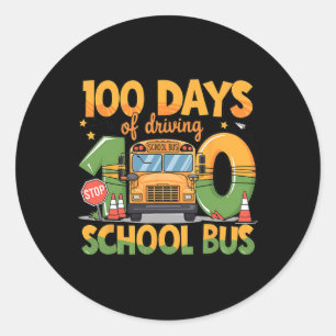 Pegatina Redonda 100 Días De Manejar A Los Conductores De Autobús E