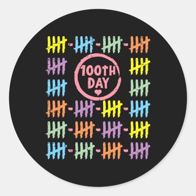 Pegatina Redonda 100 Días De Marcha De Las Líneas Arcoiris 100 Días (Anverso)