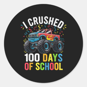 Pegatina Redonda 100 Días De Monstruo Escolar