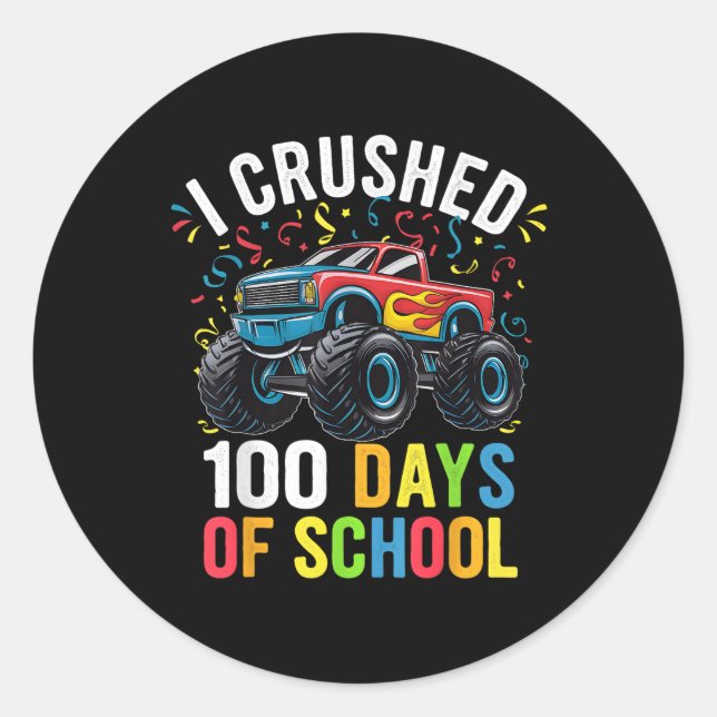 Pegatina Redonda 100 Días De Monstruo Escolar (Anverso)