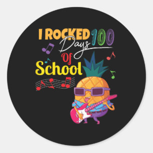 Pegatina Redonda 100 Días De Música De Guitarra Escolar 100