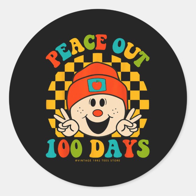 Pegatina Redonda 100 Días De Paz En Los Ojos De Los Estudiantes Esc (Anverso)