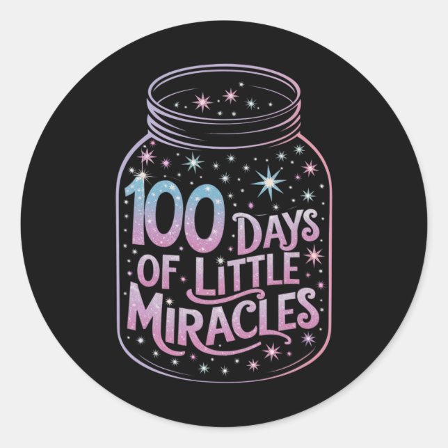 Pegatina Redonda 100 Días De Pequeños Milagros Magica Gratitud Jar (Anverso)