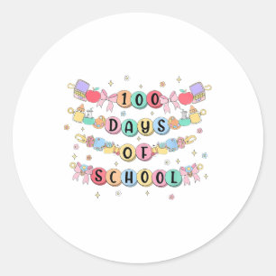 Pegatina Redonda 100 días de pulsera escolar 100 días Chicas niños