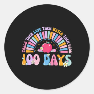 Pegatina Redonda 100 Días De Retro Al Arcoiris 100 Días De Scho