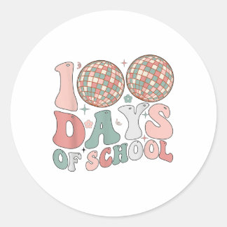 Pegatina Redonda 100 Días De Retro Disco 100 Día De