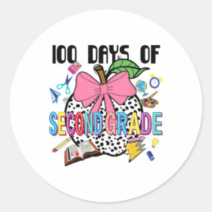 Pegatina Redonda 100 Días De Segundo Grado Feliz 100 Días De Escuel