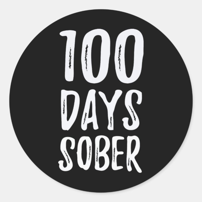 Pegatina Redonda 100 días de sobrias felicitaciones Sobriedad (Anverso)