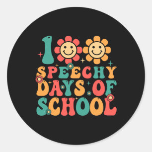 Pegatina Redonda 100 Días De Terapia Escolar Terapia Groovy Slp Ens