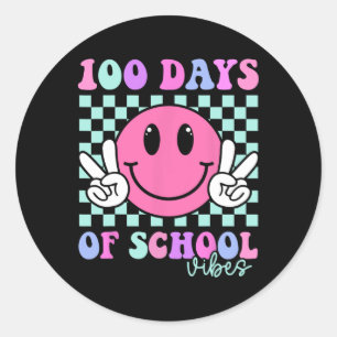 Pegatina Redonda 100 días de vibes sonríe a profesor Chica 100 días