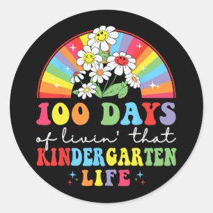Pegatina Redonda 100 días de vida #39; ese jardín de infantes hippi