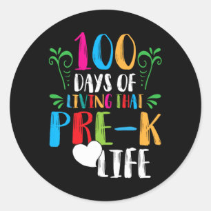 Pegatina Redonda 100 días de vida antes de su nacimiento 100 días d