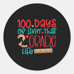 Pegatina Redonda 100 días de vida en segundo grado 100 días
