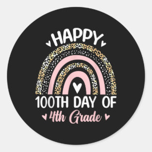 Pegatina Redonda 100 días del arco iris de la escuela de cuarto gra