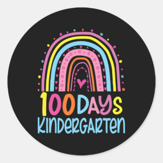 Pegatina Redonda 100 Días del Arcoiris Infantil Feliz 100 Días