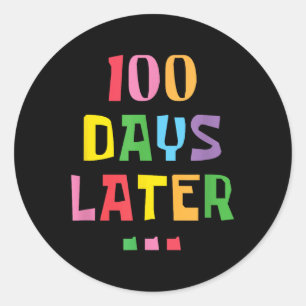 Pegatina Redonda 100 días después, 100° día de los niños maestros d