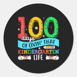 Pegatina Redonda 100 días en la vida de un profesor de guardería