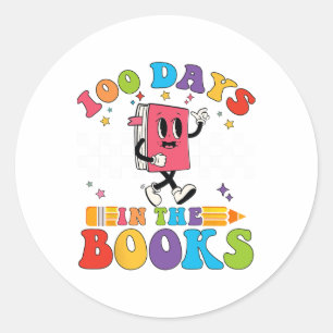 Pegatina Redonda 100 Días En Los Libros Leyendo Maestros 100 Días D