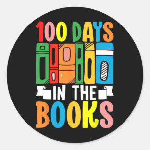 Pegatina Redonda 100 días en los libros profesora lectora de inglés