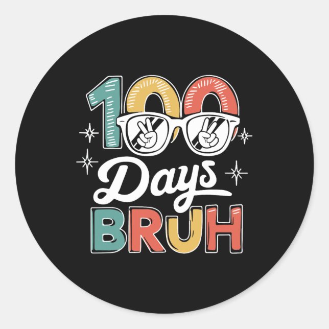 Pegatina Redonda 100 Días Escolares 100º Día De La Escolaridad (Anverso)