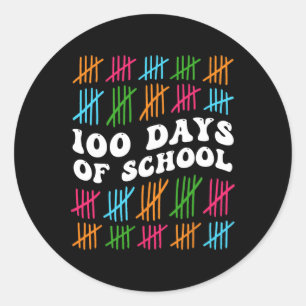 Pegatina Redonda 100 Días Escolares 100º Día De Té Escolar Estudian