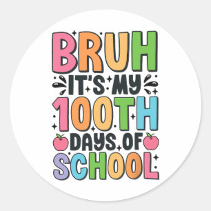 Pegatina Redonda 100 Días Escolares 100 Día Escolar Niños G