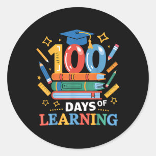 Pegatina Redonda 100 Días Escolares 100 Días De Aprendizaje