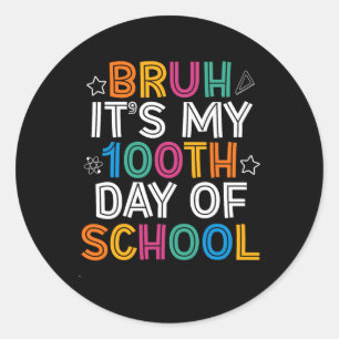 Pegatina Redonda 100 Días Escolares 100 Días De Escuela T