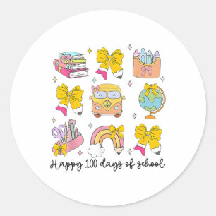 Pegatina Redonda 100 Días Escolares Bruh Profesores Niños Niños