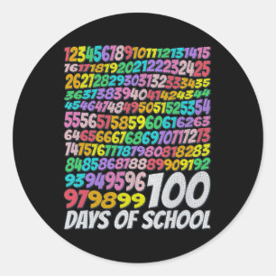 Pegatina Redonda 100 Días Escolares Coloridos Profesores De Arcoiri