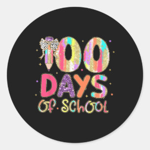 Pegatina Redonda 100 Días Escolares Coquette Lápiz De Maestros Gi