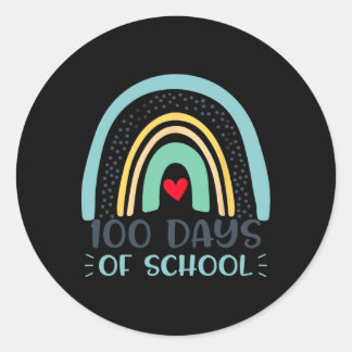 Pegatina Redonda 100 Días Escolares De Arcoiris 100º Día De Colegio