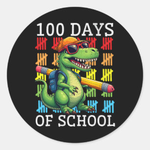 Pegatina Redonda 100 Días Escolares De Arcoiris Felices 100 Días De