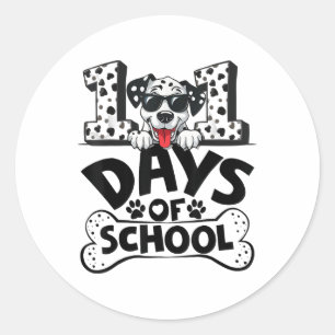 Pegatina Redonda 100 Días Escolares De Dalmacia Niño 100