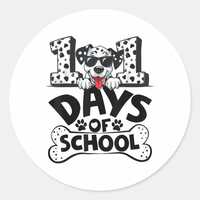 Pegatina Redonda 100 Días Escolares De Dalmacia Niño 100 (Anverso)