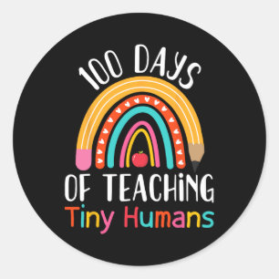 Pegatina Redonda 100 Días Escolares De La Escuela Preescolar De La