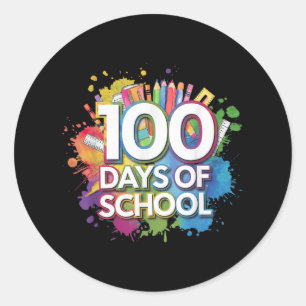 Pegatina Redonda 100 Días Escolares De Maestra De Splash