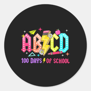 Pegatina Redonda 100 Días Escolares De Maestros De Abcd Estudiantes