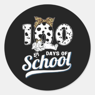 Pegatina Redonda 100 Días Escolares De Niños Dalmacianos Chicas 100
